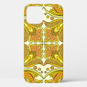 Folk style floral design in yellow iPhone 12 case