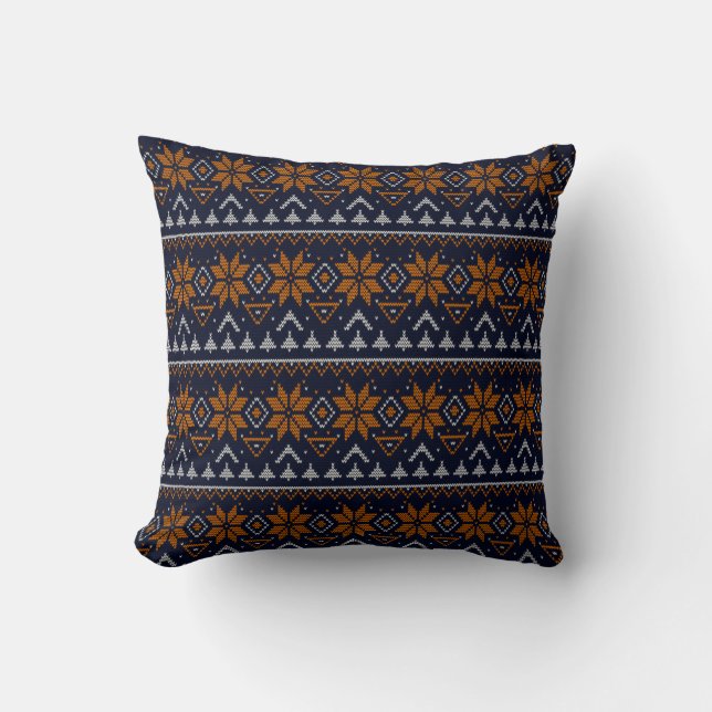 Folk traditional tribal abstract ornamental patter throw pillow (Front)