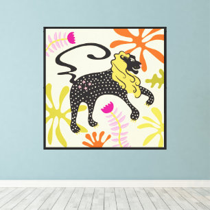 Folkart Boho Leo Lion Abstract Zodiac Canvas Print