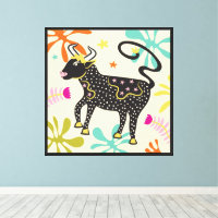 Folkart Boho Taurus Bull Abstract Zodiac