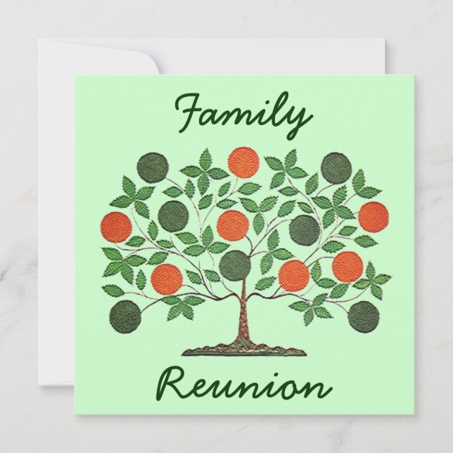 Folkart Family Tree Reunion Party Invitations (Front)