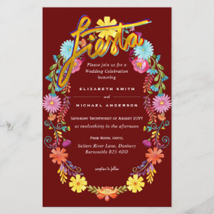 Folkart Flower Fiesta Wedding Invitation Boda 