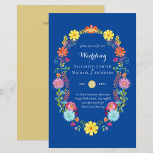 Folkart Flower Fiesta Wedding Invitation Boda 