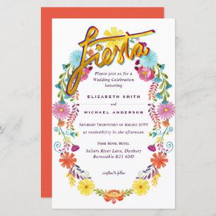 Folkart Flower Fiesta Wedding Invitation Boda 