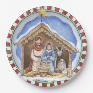 Folkart Nativity Paper Plates