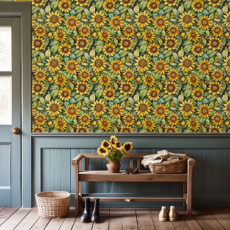 Folkart Sunflowers Wallpaper
