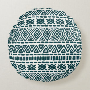 Folklore Charm: Traditional Ethnic Ornament Round Pillow
