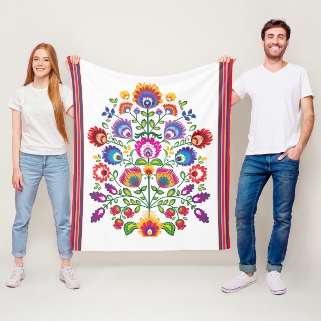 Folklore flowers, mix of colours 3 fleece blanket (In Situ)