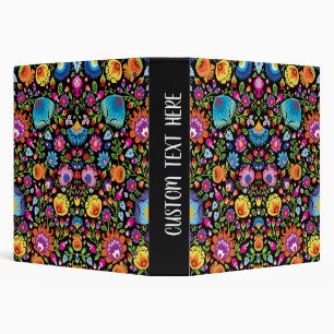 Folklore flowers Wycinanki black Binder