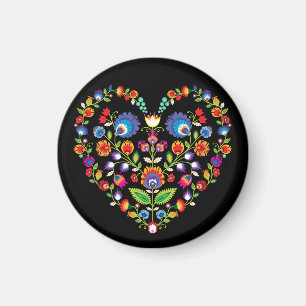 Folklore heart, Wycinanki style  Magnet