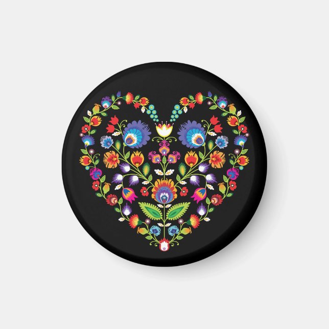 Folklore heart, Wycinanki style  Magnet (Front)