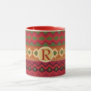 Folklore Mug Personalized Monogram RED Cozy Nordic