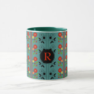 Folklore Mug Personalized Monogram Turquoise Xmas