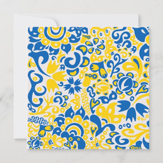 Folklore pattern with Ukrainian flag colors card (Front)