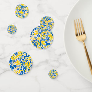 Folklore pattern with Ukrainian flag colors  Confetti