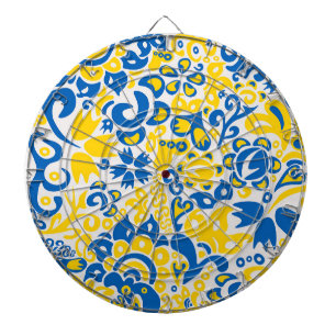 Folklore pattern with Ukrainian flag colors Dartboard