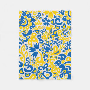 Folklore pattern with Ukrainian flag colors Fleece Blanket