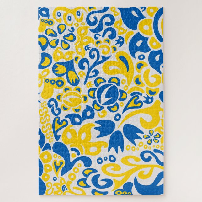Folklore pattern with Ukrainian flag colors Jigsaw Puzzle (Vertical)