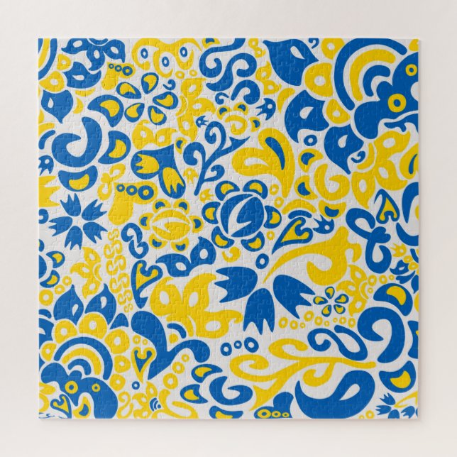 Folklore pattern with Ukrainian flag colors  Jigsaw Puzzle (Vertical)