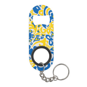 Folklore pattern with Ukrainian flag colors Keychain Bottle Opener