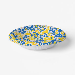 Folklore pattern with Ukrainian flag colors   Paper Plate