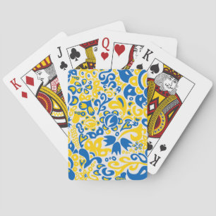 Folklore pattern with Ukrainian flag colors Playing Cards