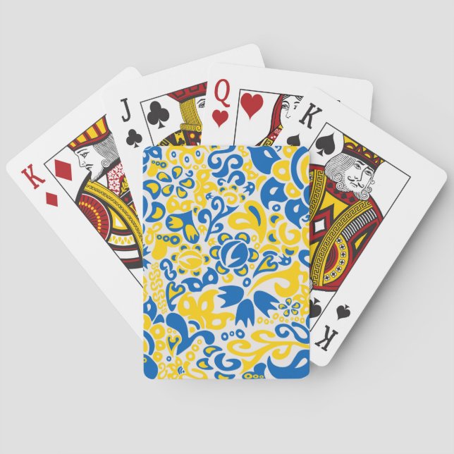 Folklore pattern with Ukrainian flag colors Playing Cards (Back)