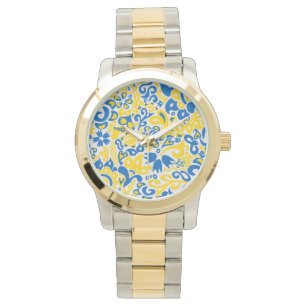 Folklore pattern with Ukrainian flag colors  Watch