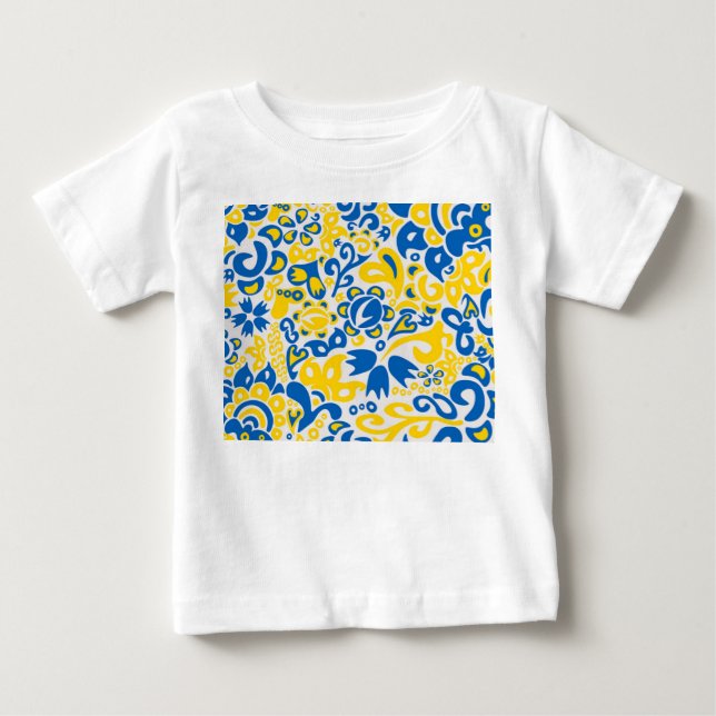 Folklore pattern with Ukrainian flag colours   Baby T-Shirt (Front)