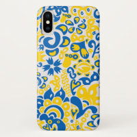 Folklore pattern with Ukrainian flag colours 