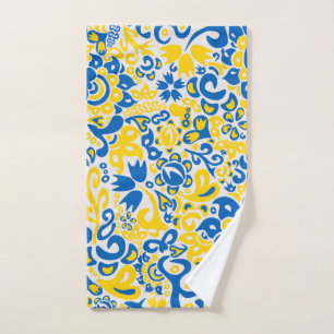 Folklore pattern with Ukrainian flag colours  Hand Towel
