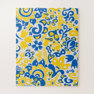 Folklore pattern with Ukrainian flag colours  Jigsaw Puzzle