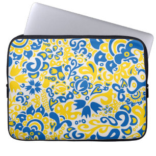 Folklore pattern with Ukrainian flag colours Laptop Sleeve