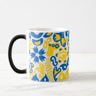 Folklore pattern with Ukrainian flag colours Magic Mug