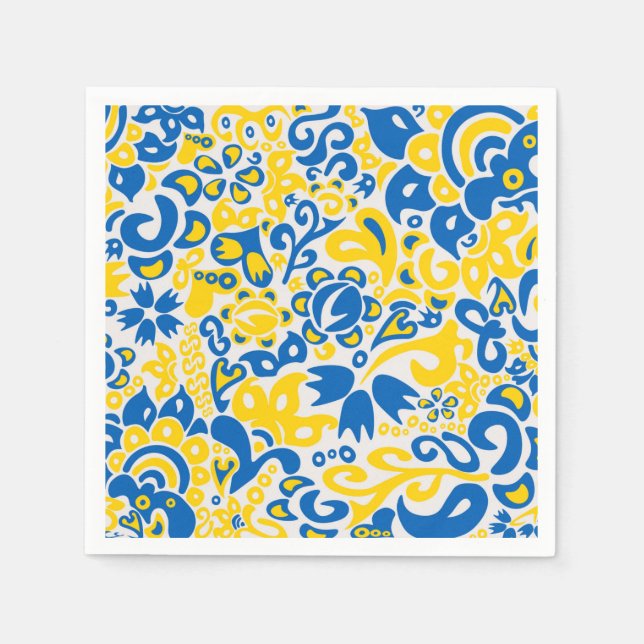 Folklore pattern with Ukrainian flag colours  Napkin (Front)