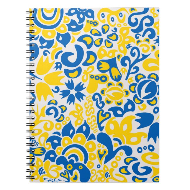 Folklore pattern with Ukrainian flag colours  Notebook (Front)