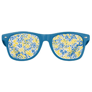 Folklore pattern with Ukrainian flag colours Retro Sunglasses