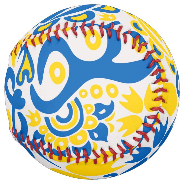 Folklore pattern with Ukrainian flag colours  Softball (Back Left)