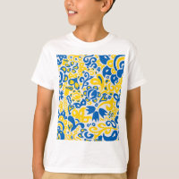 Folklore pattern with Ukrainian flag colours