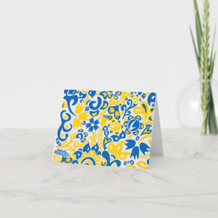 Folklore pattern with Ukrainian flag colours Thank You Card