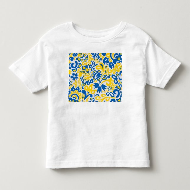 Folklore pattern with Ukrainian flag colours  Toddler T-shirt (Front)