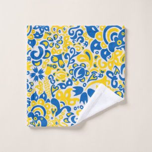 Folklore pattern with Ukrainian flag colours  Wash Cloth