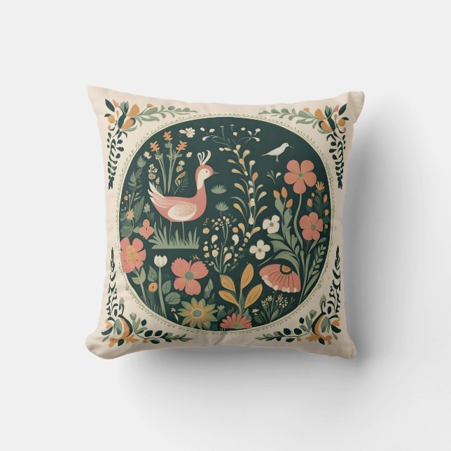 Folklore Spring Throw Pillow (Front)