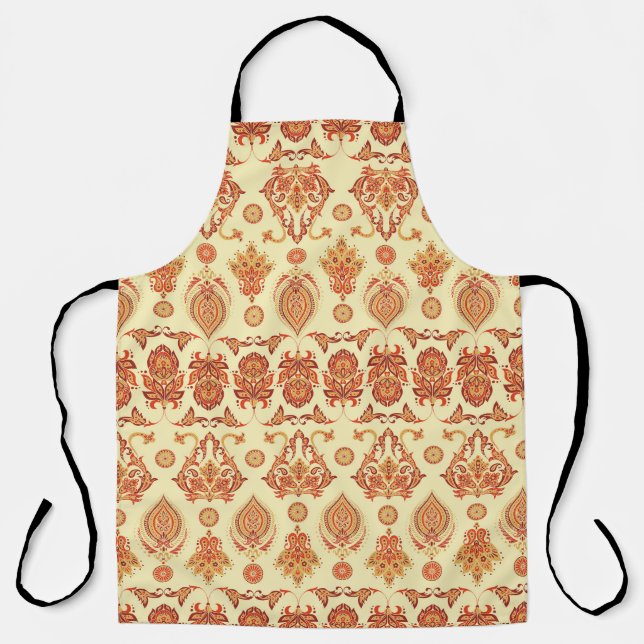Folkloric Batik Floral Ethnic Pattern Apron (Front)