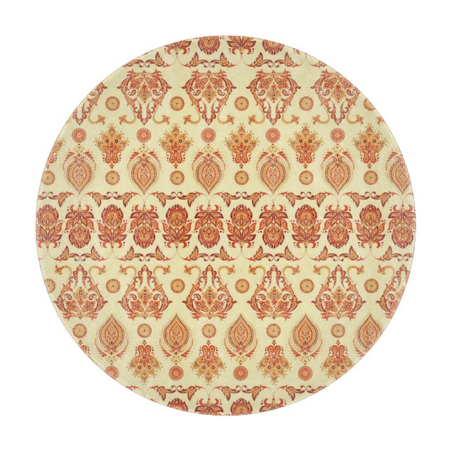 Folkloric Batik Floral Ethnic Pattern Cutting Board (Front)