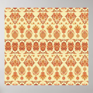 Folkloric Batik Floral Ethnic Pattern Poster