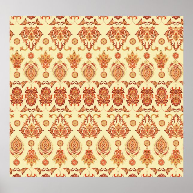 Folkloric Batik Floral Ethnic Pattern Poster (Front)