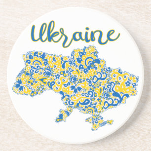 Folkloric pattern and Ukraine typography Coaster