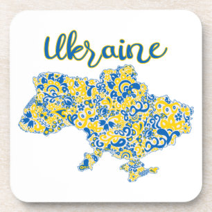 Folkloric pattern and Ukraine typography   Coaster