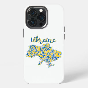 Folkloric pattern and Ukraine typography iPhone 13 Pro Case